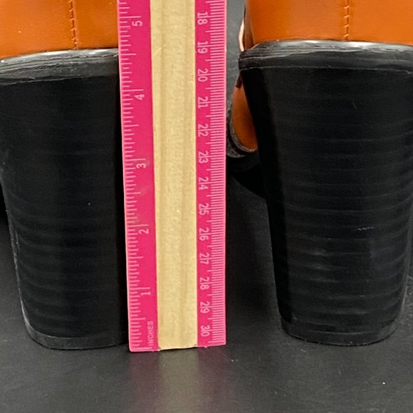 A YDN Brown Chunky High Heels Round Toe Work Pumps - Picture 8 of 10